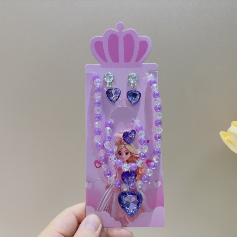 Bērnu kaklarota no Princeses sērijas, rezīna pakaramais, bumbiņu ķēde, regulējams garums