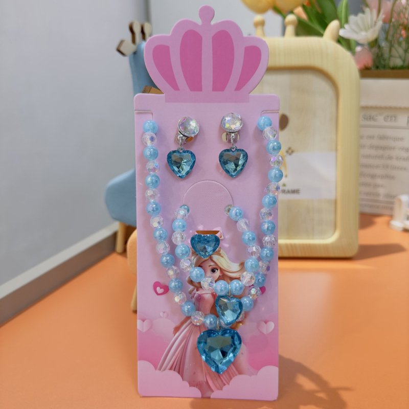 Bērnu kaklarota no Princeses sērijas, rezīna pakaramais, bumbiņu ķēde, regulējams garums