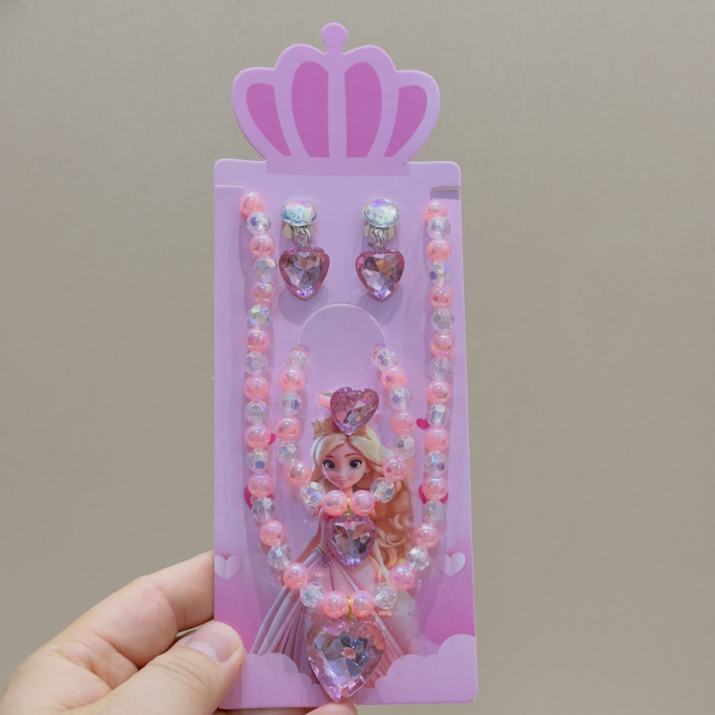 Bērnu kaklarota no Princeses sērijas, rezīna pakaramais, bumbiņu ķēde, regulējams garums