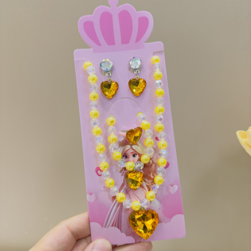 Bērnu kaklarota no Princeses sērijas, rezīna pakaramais, bumbiņu ķēde, regulējams garums