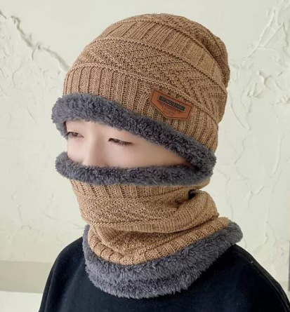 Dječja kapa u korejskom stilu za zimu s flisom i zaštitom za uši, set šalova za vrat, unisex, 0–6 mjeseci