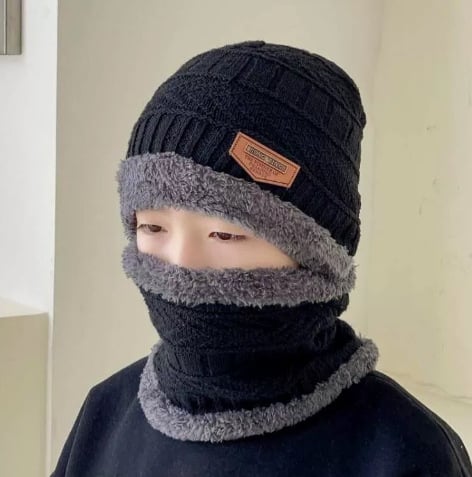 Dječja kapa u korejskom stilu za zimu s flisom i zaštitom za uši, set šalova za vrat, unisex, 0–6 mjeseci