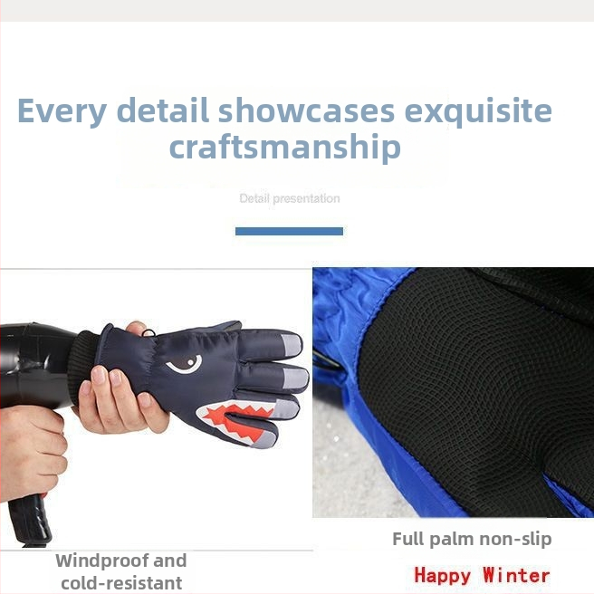 Bērnu slēpošanas cimdi, universāls, karikatūru raksts, adīti, saglabā siltumu