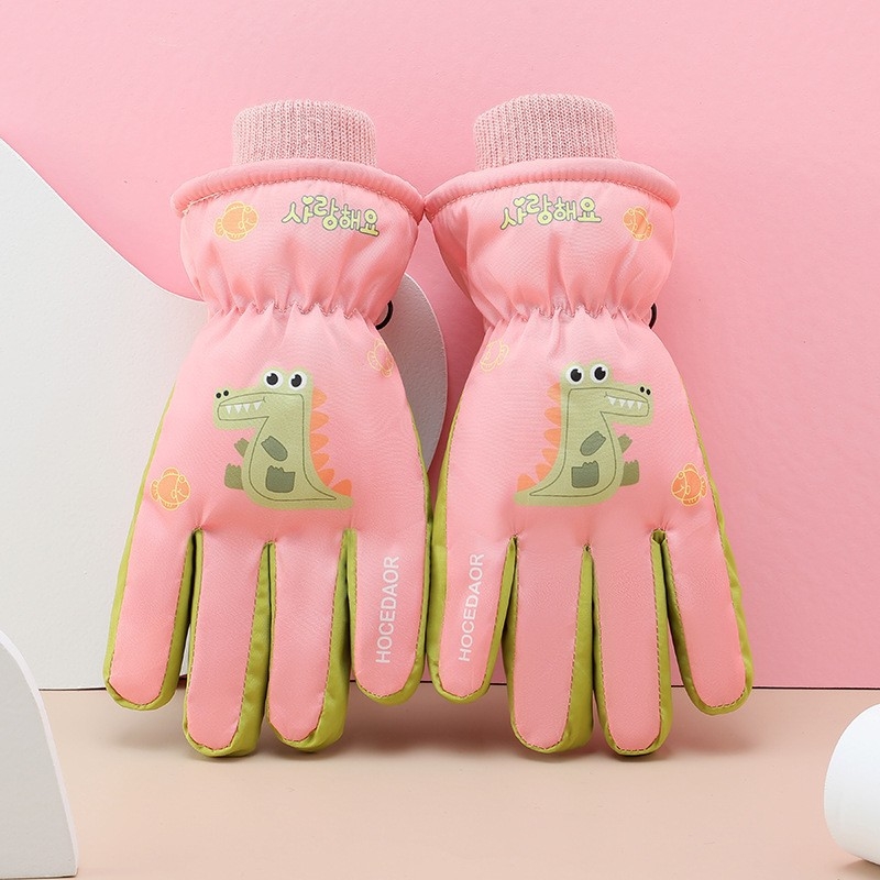 Bērnu slēpošanas cimdi, universāls, karikatūru raksts, adīti, saglabā siltumu