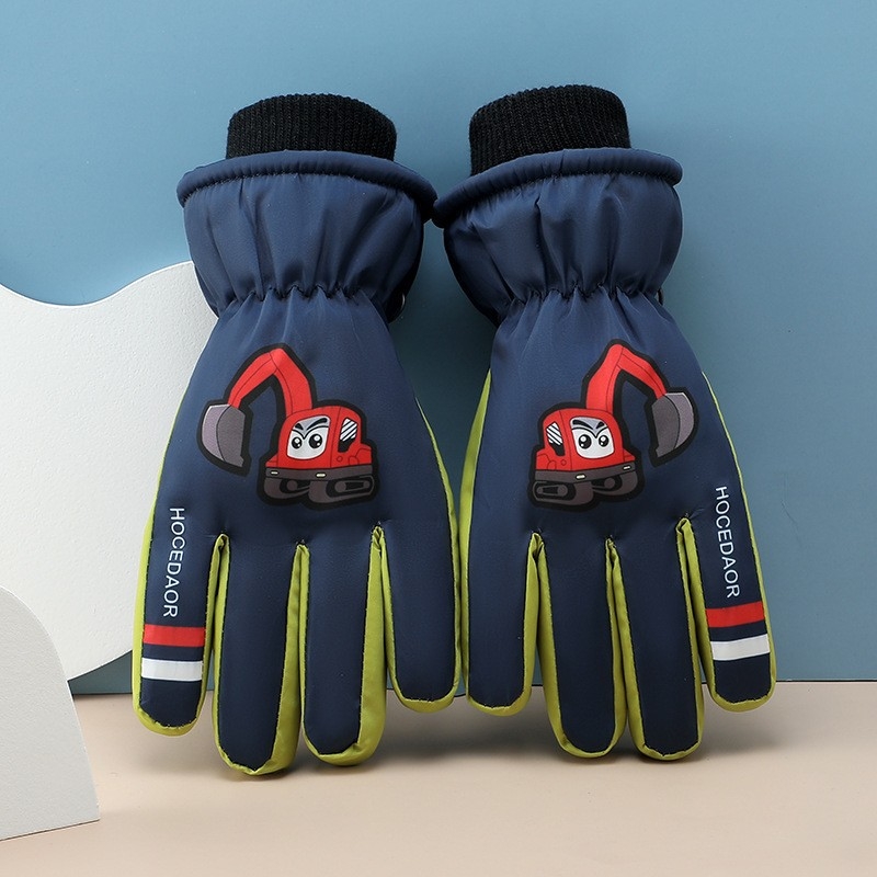 Bērnu slēpošanas cimdi, universāls, karikatūru raksts, adīti, saglabā siltumu