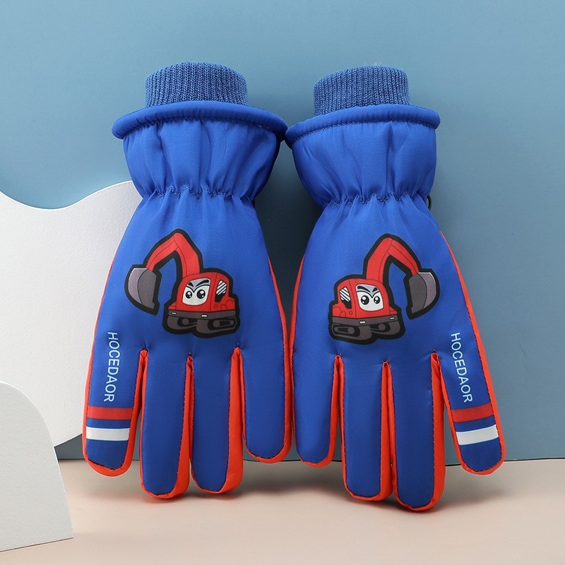 Bērnu slēpošanas cimdi, universāls, karikatūru raksts, adīti, saglabā siltumu