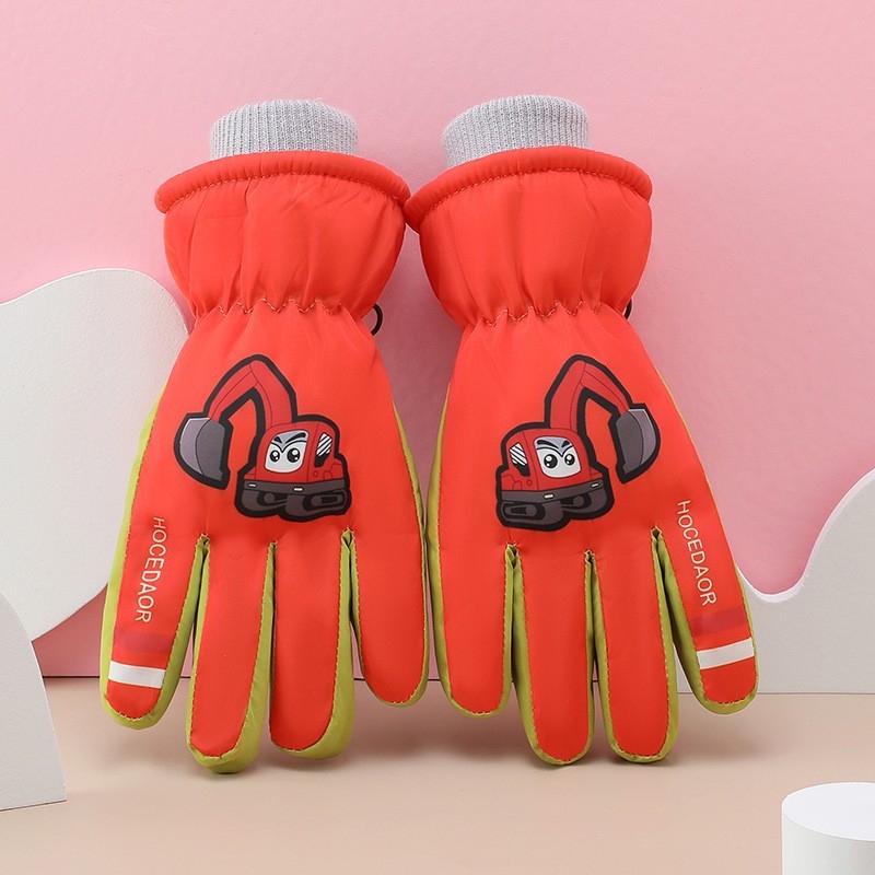 Bērnu slēpošanas cimdi, universāls, karikatūru raksts, adīti, saglabā siltumu