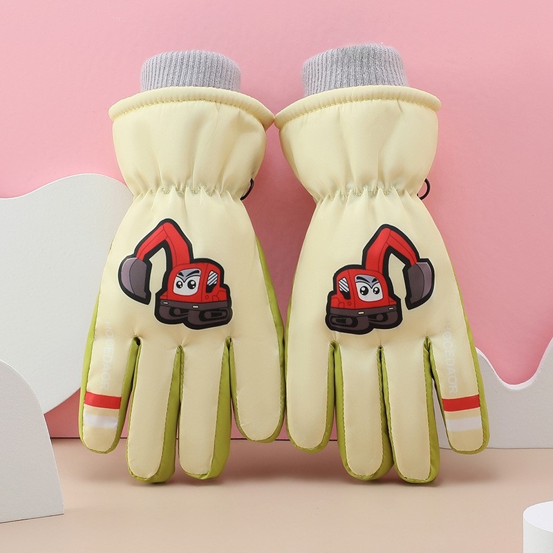 Bērnu slēpošanas cimdi, universāls, karikatūru raksts, adīti, saglabā siltumu