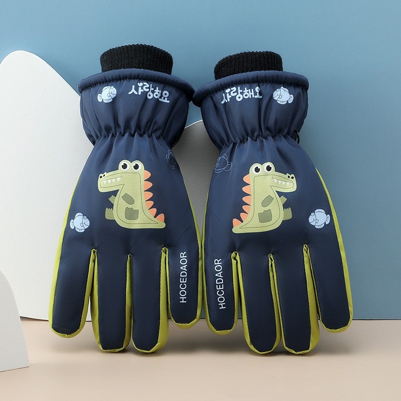 Bērnu slēpošanas cimdi, universāls, karikatūru raksts, adīti, saglabā siltumu