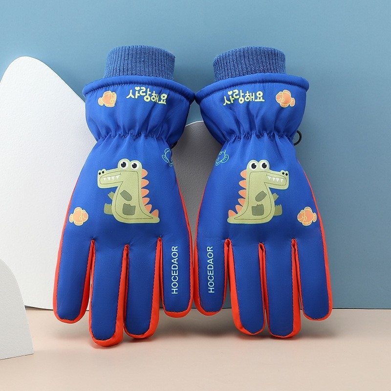 Bērnu slēpošanas cimdi, universāls, karikatūru raksts, adīti, saglabā siltumu