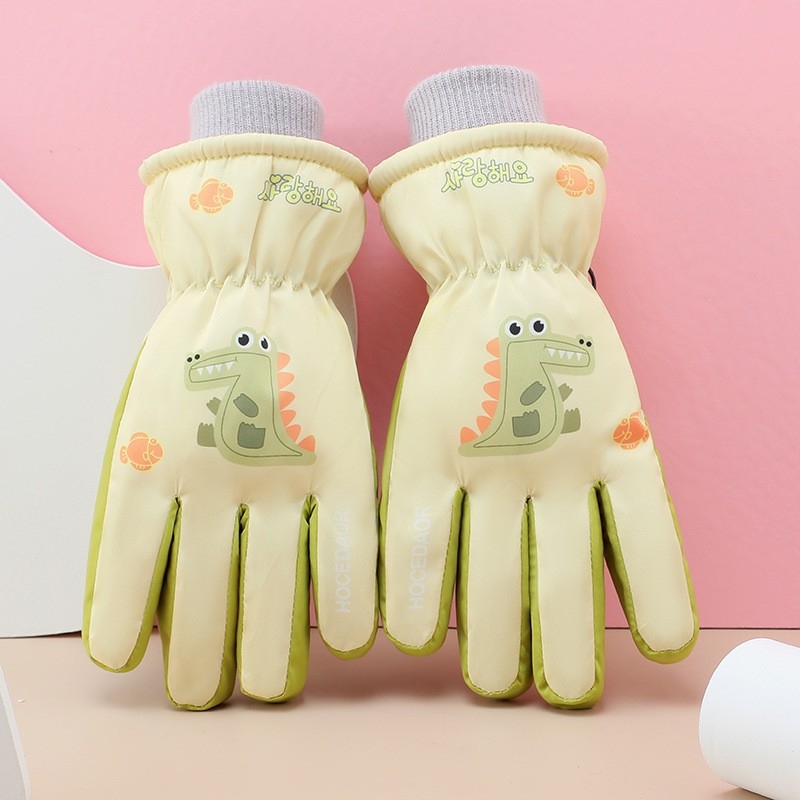 Bērnu slēpošanas cimdi, universāls, karikatūru raksts, adīti, saglabā siltumu