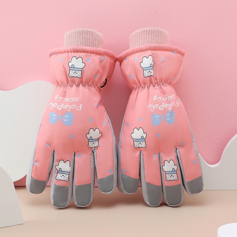 Bērnu slēpošanas cimdi, universāls, karikatūru raksts, adīti, saglabā siltumu