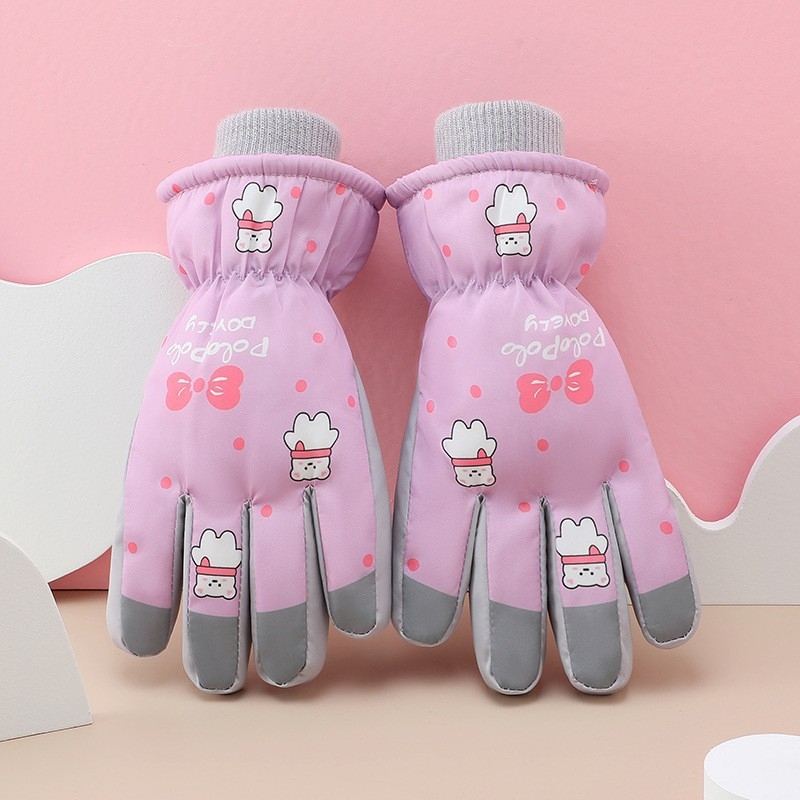 Bērnu slēpošanas cimdi, universāls, karikatūru raksts, adīti, saglabā siltumu