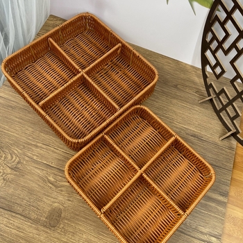 Tavă de fructe din plastic Fujun cu trei compartimente, stil pastoral simplu