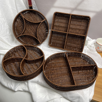 Tavă de fructe din plastic Fujun cu trei compartimente, stil pastoral simplu