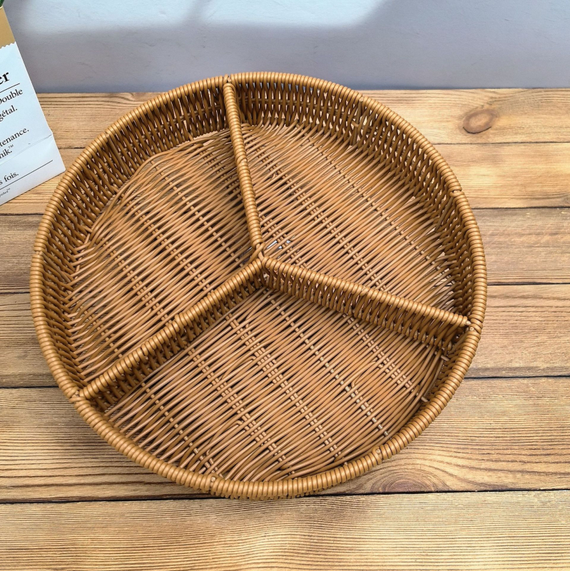 Tavă de fructe din plastic Fujun cu trei compartimente, stil pastoral simplu