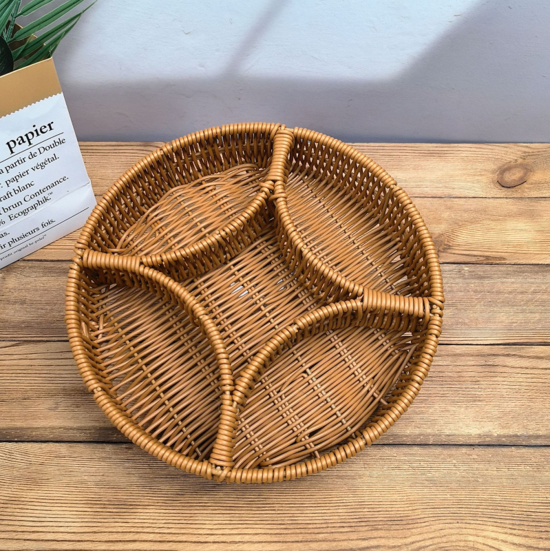 Tavă de fructe din plastic Fujun cu trei compartimente, stil pastoral simplu