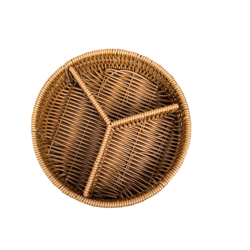 Tavă de fructe din plastic Fujun cu trei compartimente, stil pastoral simplu