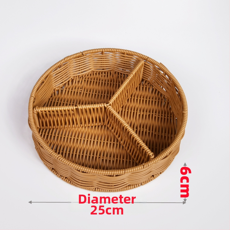 Tavă de fructe din plastic Fujun cu trei compartimente, stil pastoral simplu