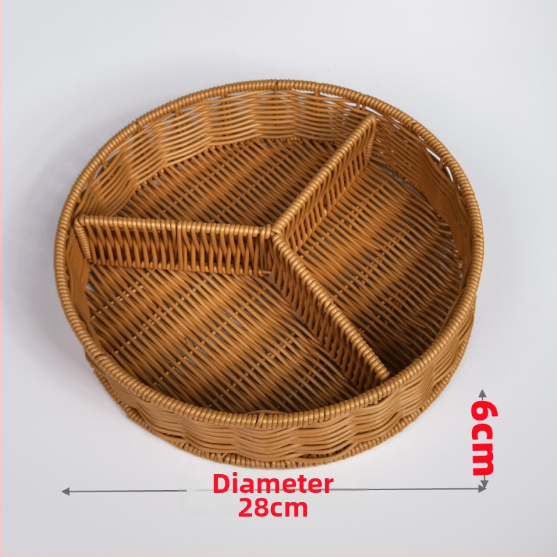 Tavă de fructe din plastic Fujun cu trei compartimente, stil pastoral simplu