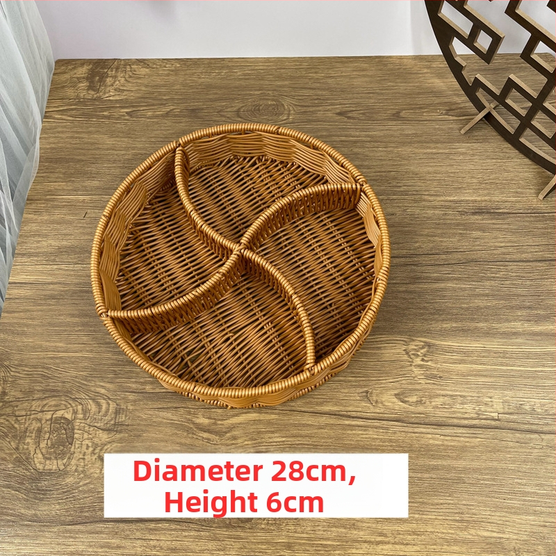 Tavă de fructe din plastic Fujun cu trei compartimente, stil pastoral simplu