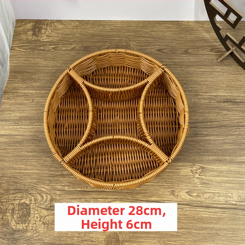 Tavă de fructe din plastic Fujun cu trei compartimente, stil pastoral simplu