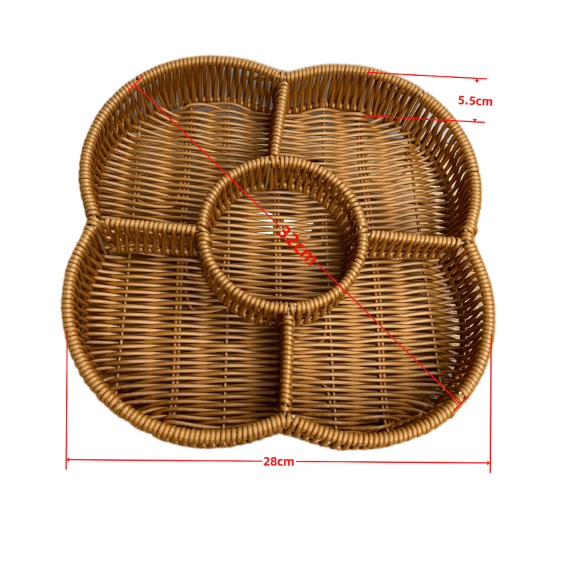 Tavă de fructe din plastic Fujun cu trei compartimente, stil pastoral simplu