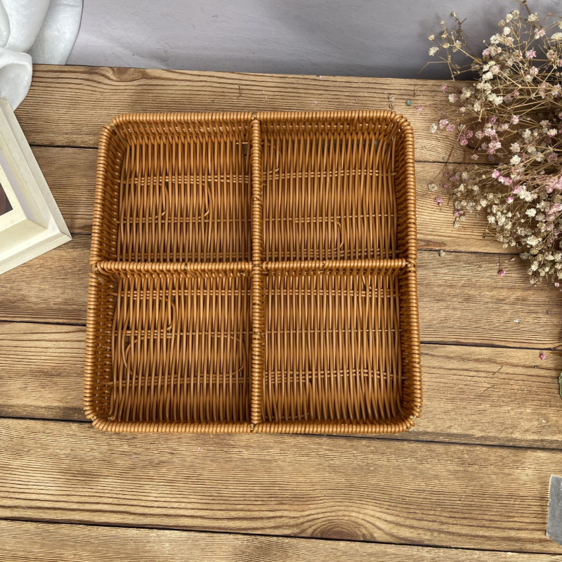 Tavă de fructe din plastic Fujun cu trei compartimente, stil pastoral simplu