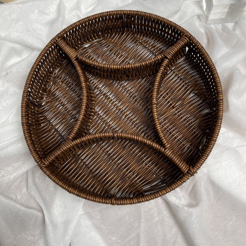 Tavă de fructe din plastic Fujun cu trei compartimente, stil pastoral simplu