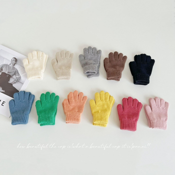 Penny Tong bērnu ziemas adītie pirkstu cimdi — universāls, vecums 1-4 gadi, saglabā siltumu, vienkrāsains raksts