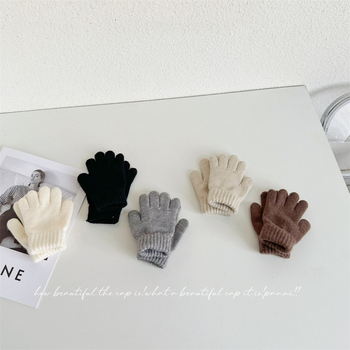 Penny Tong bērnu ziemas adītie pirkstu cimdi — universāls, vecums 1-4 gadi, saglabā siltumu, vienkrāsains raksts