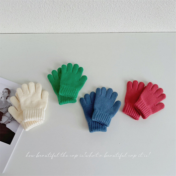 Penny Tong bērnu ziemas adītie pirkstu cimdi — universāls, vecums 1-4 gadi, saglabā siltumu, vienkrāsains raksts