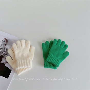 Penny Tong bērnu ziemas adītie pirkstu cimdi — universāls, vecums 1-4 gadi, saglabā siltumu, vienkrāsains raksts