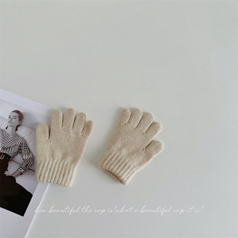 Penny Tong bērnu ziemas adītie pirkstu cimdi — universāls, vecums 1-4 gadi, saglabā siltumu, vienkrāsains raksts