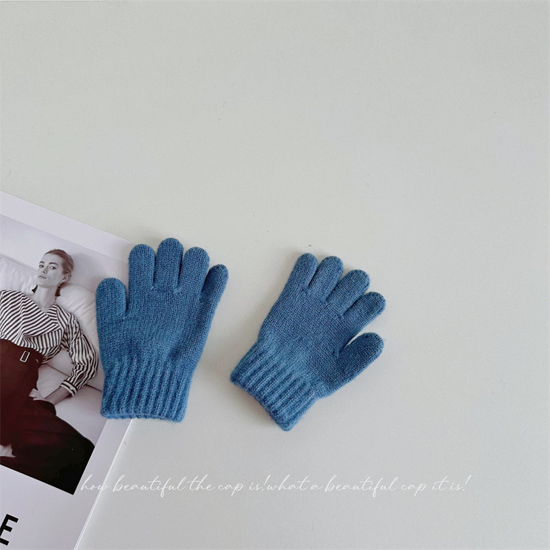 Penny Tong bērnu ziemas adītie pirkstu cimdi — universāls, vecums 1-4 gadi, saglabā siltumu, vienkrāsains raksts