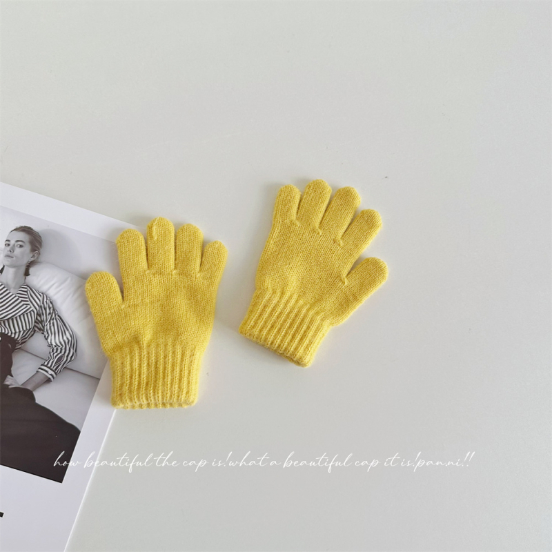 Penny Tong bērnu ziemas adītie pirkstu cimdi — universāls, vecums 1-4 gadi, saglabā siltumu, vienkrāsains raksts