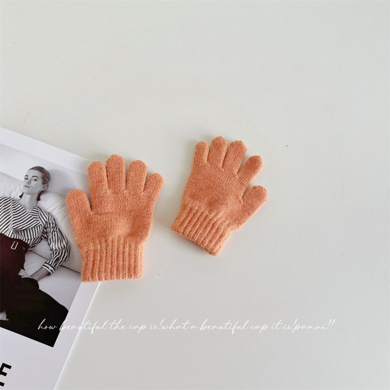 Penny Tong bērnu ziemas adītie pirkstu cimdi — universāls, vecums 1-4 gadi, saglabā siltumu, vienkrāsains raksts