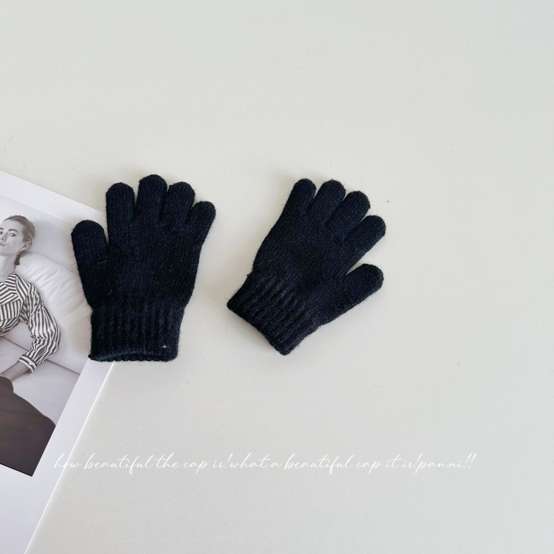 Penny Tong bērnu ziemas adītie pirkstu cimdi — universāls, vecums 1-4 gadi, saglabā siltumu, vienkrāsains raksts