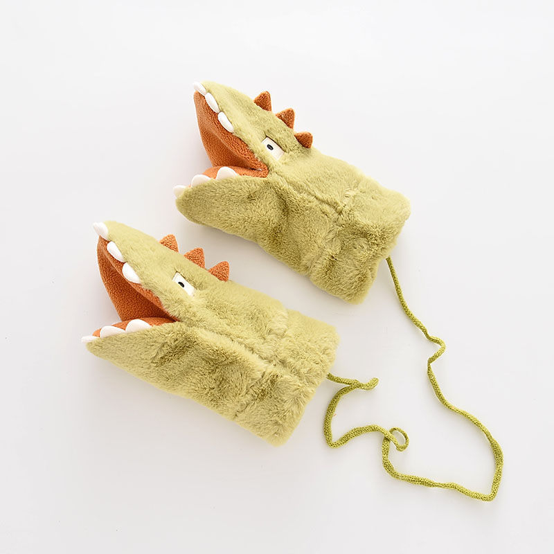 Bērnu cimdi no polārā flīsa ar ekskavatora zīmējumu, Korejas stila, pilniem pirkstiem, silti (Materiāls: polāra flīse/polieters; Funkcija: saglabāt siltumu; Sezona: pavasaris; Dzimums: zēni un meitenes; Izlaidums: 2025. gada pavasaris)