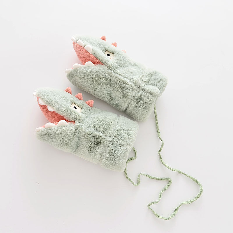 Bērnu cimdi no polārā flīsa ar ekskavatora zīmējumu, Korejas stila, pilniem pirkstiem, silti (Materiāls: polāra flīse/polieters; Funkcija: saglabāt siltumu; Sezona: pavasaris; Dzimums: zēni un meitenes; Izlaidums: 2025. gada pavasaris)