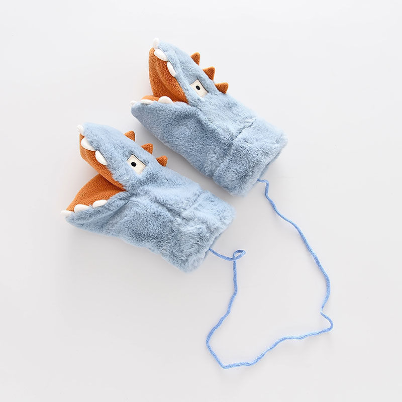 Bērnu cimdi no polārā flīsa ar ekskavatora zīmējumu, Korejas stila, pilniem pirkstiem, silti (Materiāls: polāra flīse/polieters; Funkcija: saglabāt siltumu; Sezona: pavasaris; Dzimums: zēni un meitenes; Izlaidums: 2025. gada pavasaris)