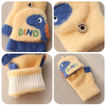 Bērnu rakstīšanas cimdi ar puspirkstiem, adīti, iekšējā flīsa oderē un biezināti, unisex, rudens–ziemas rakstīšanai