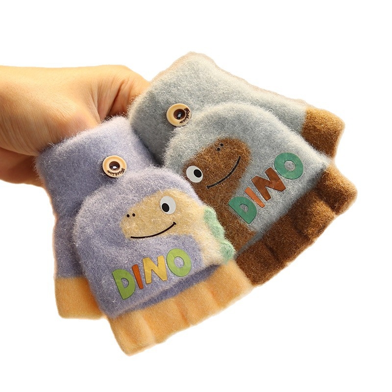 Bērnu rakstīšanas cimdi ar puspirkstiem, adīti, iekšējā flīsa oderē un biezināti, unisex, rudens–ziemas rakstīšanai