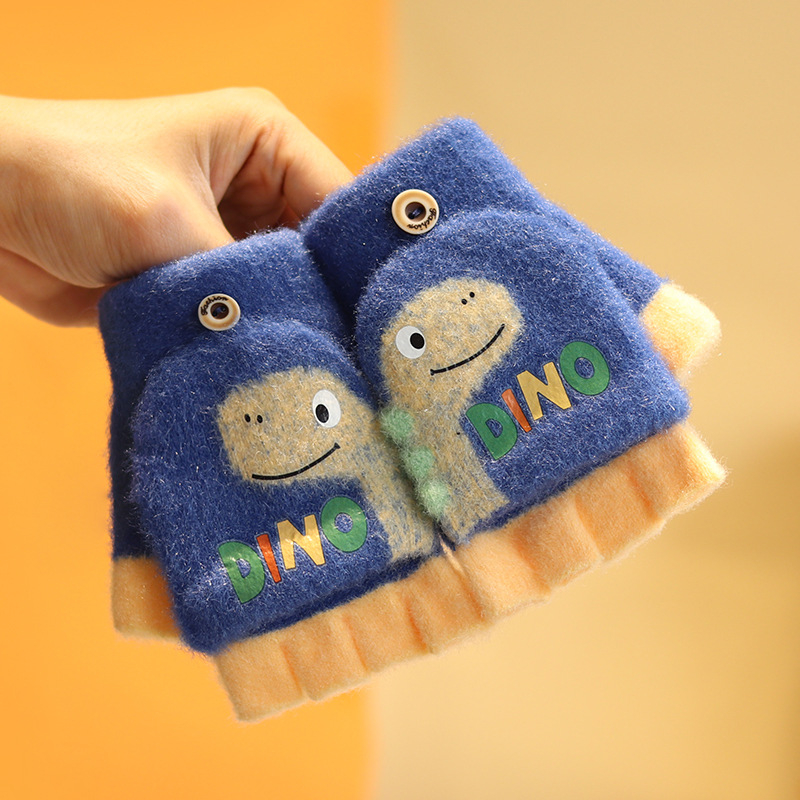 Bērnu rakstīšanas cimdi ar puspirkstiem, adīti, iekšējā flīsa oderē un biezināti, unisex, rudens–ziemas rakstīšanai