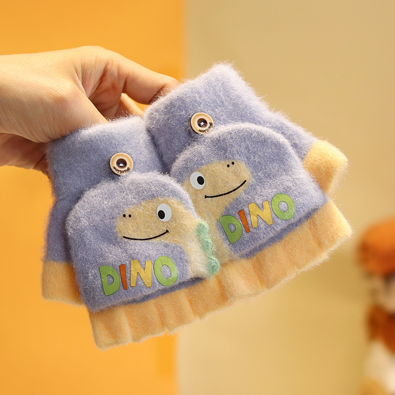 Bērnu rakstīšanas cimdi ar puspirkstiem, adīti, iekšējā flīsa oderē un biezināti, unisex, rudens–ziemas rakstīšanai