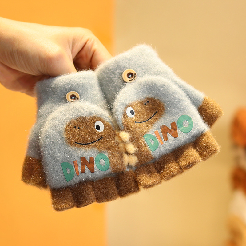 Bērnu rakstīšanas cimdi ar puspirkstiem, adīti, iekšējā flīsa oderē un biezināti, unisex, rudens–ziemas rakstīšanai