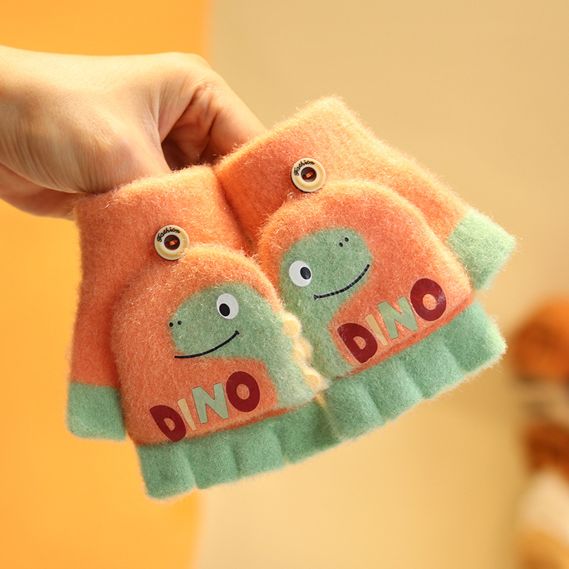 Bērnu rakstīšanas cimdi ar puspirkstiem, adīti, iekšējā flīsa oderē un biezināti, unisex, rudens–ziemas rakstīšanai