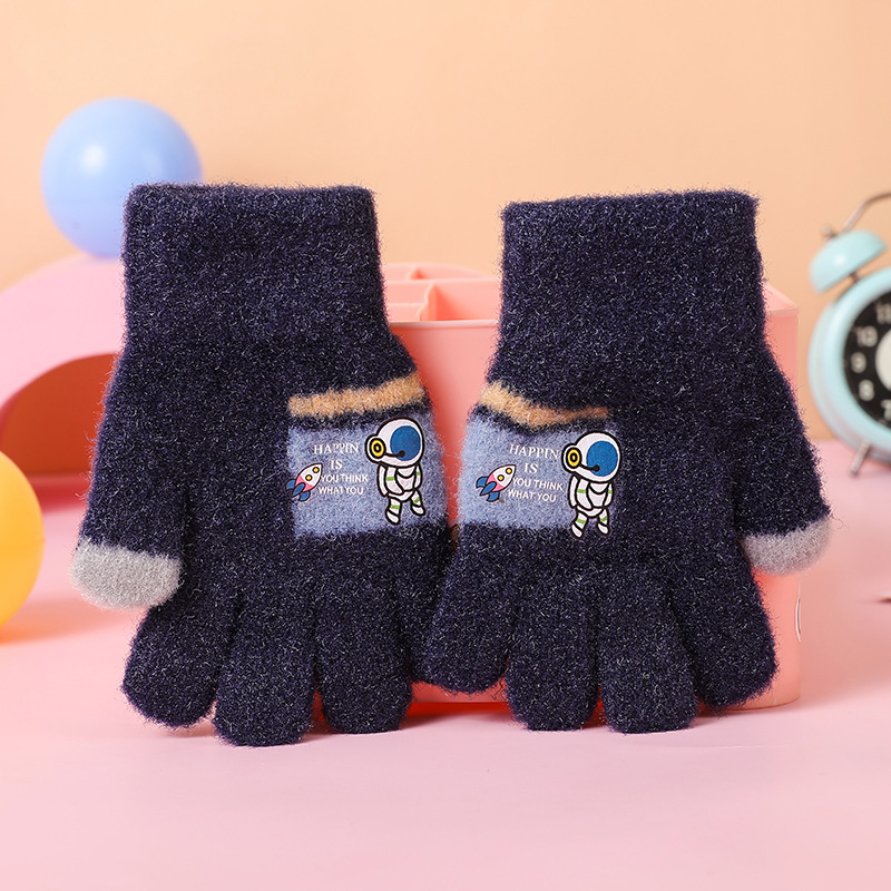 Bērnu rakstīšanas cimdi ar puspirkstiem, adīti, iekšējā flīsa oderē un biezināti, unisex, rudens–ziemas rakstīšanai