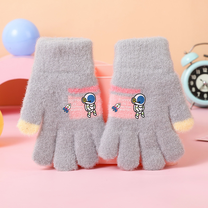 Bērnu rakstīšanas cimdi ar puspirkstiem, adīti, iekšējā flīsa oderē un biezināti, unisex, rudens–ziemas rakstīšanai