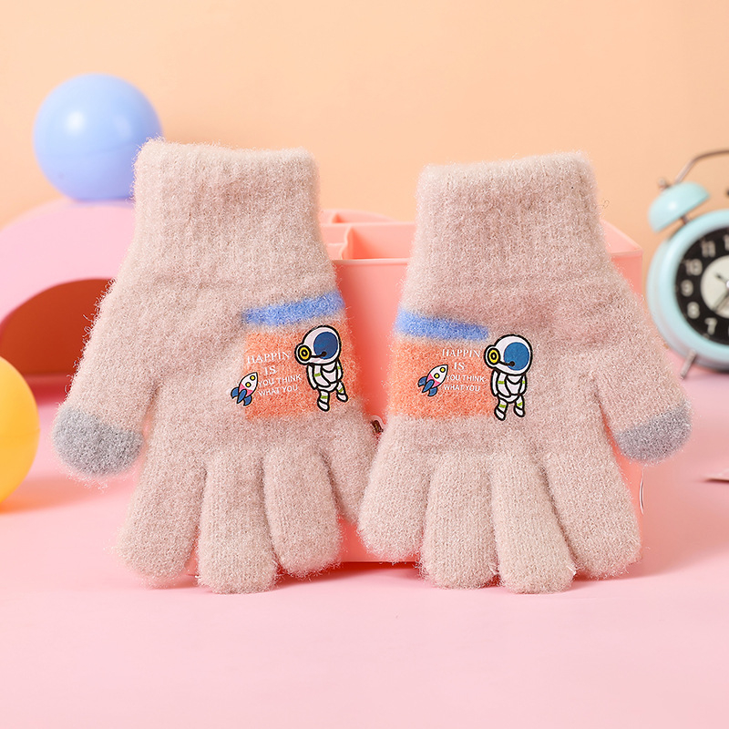 Bērnu rakstīšanas cimdi ar puspirkstiem, adīti, iekšējā flīsa oderē un biezināti, unisex, rudens–ziemas rakstīšanai